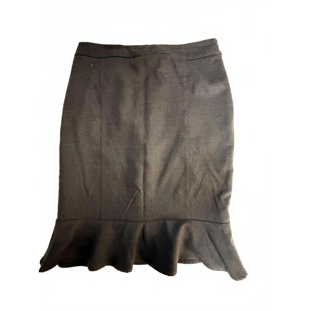 BODEN Black Wool Blend A Line Trumpet Peplum lined Skirt SZ 10L Sexy Classic Y2K